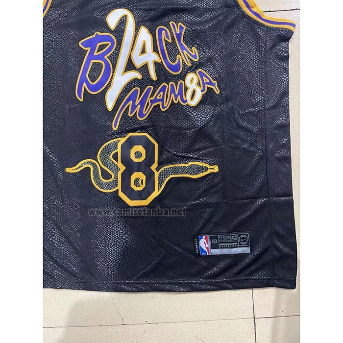 Camiseta Los Angeles Lakers Kobe Bryant #8 24 Black Mamba Snakeskin Negro
